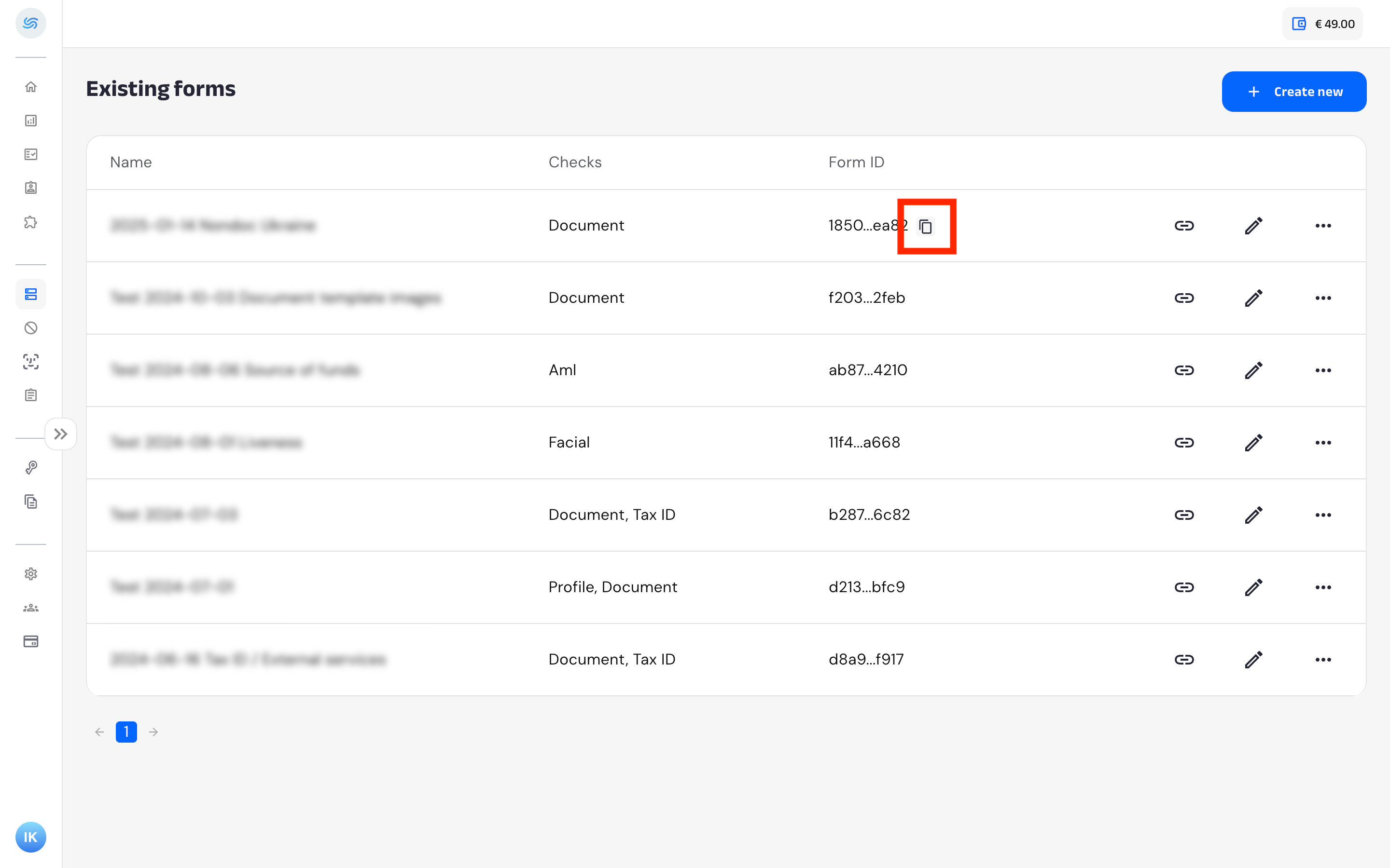 Highlighted location of the “Copy” icon button